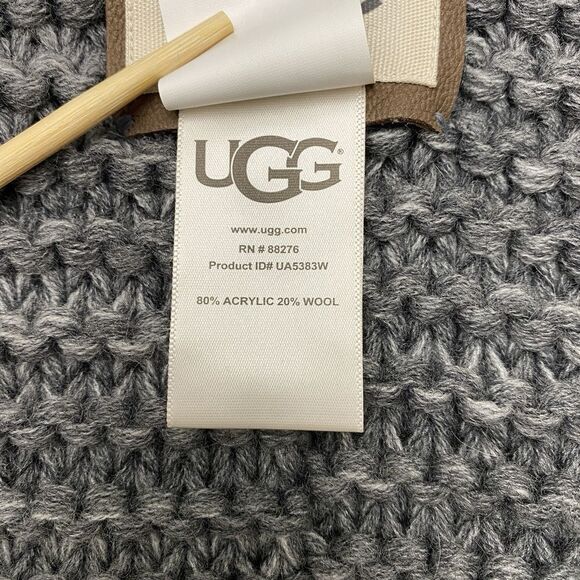 UGG Gray Chunky Knit Wool Blend Rollneck Turtleneck Pullover Poncho  Womens OS - Picture 10 of 11